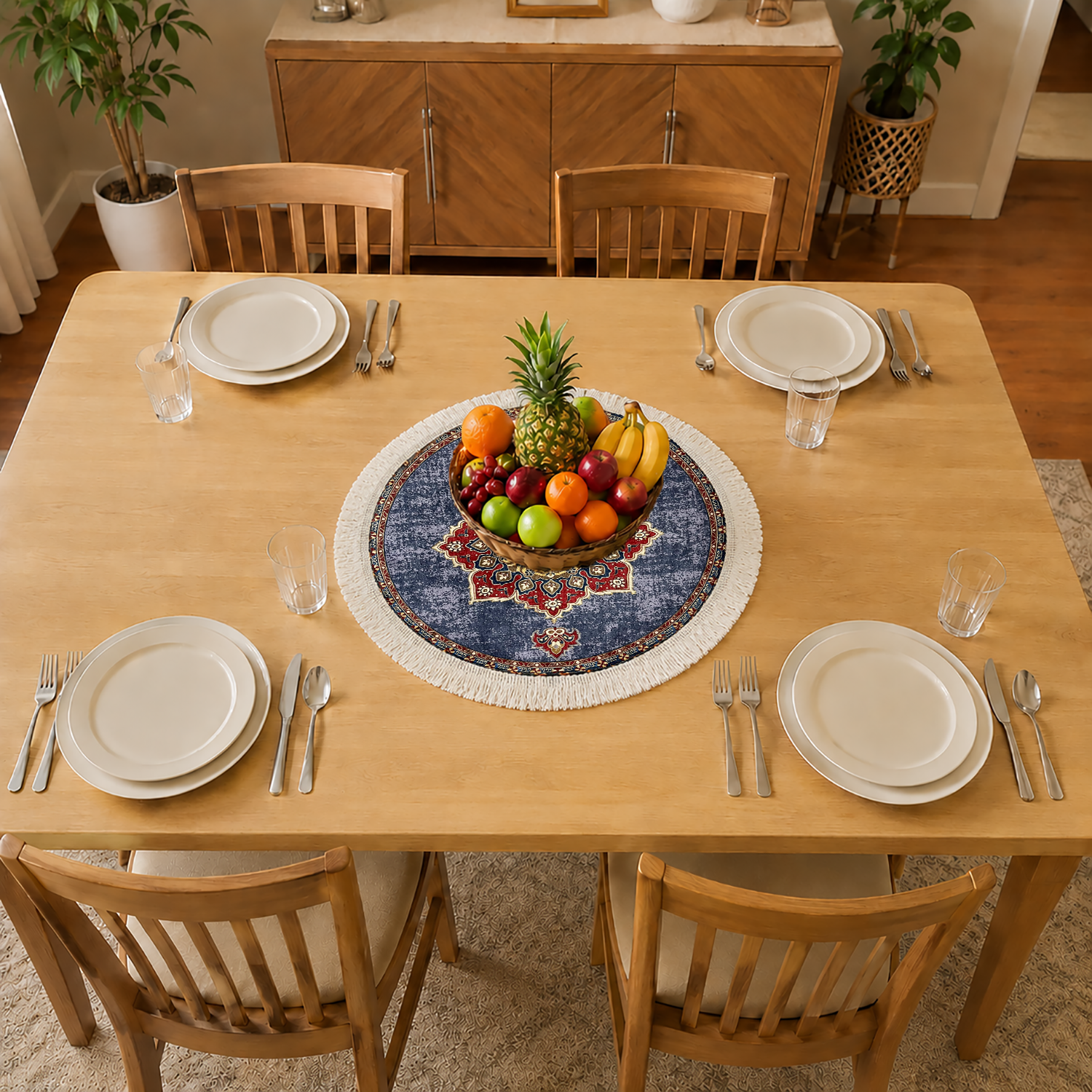 Royal Medallion Dining Table Mats ( 36x36cm, Multicolor, Set Of 2 )