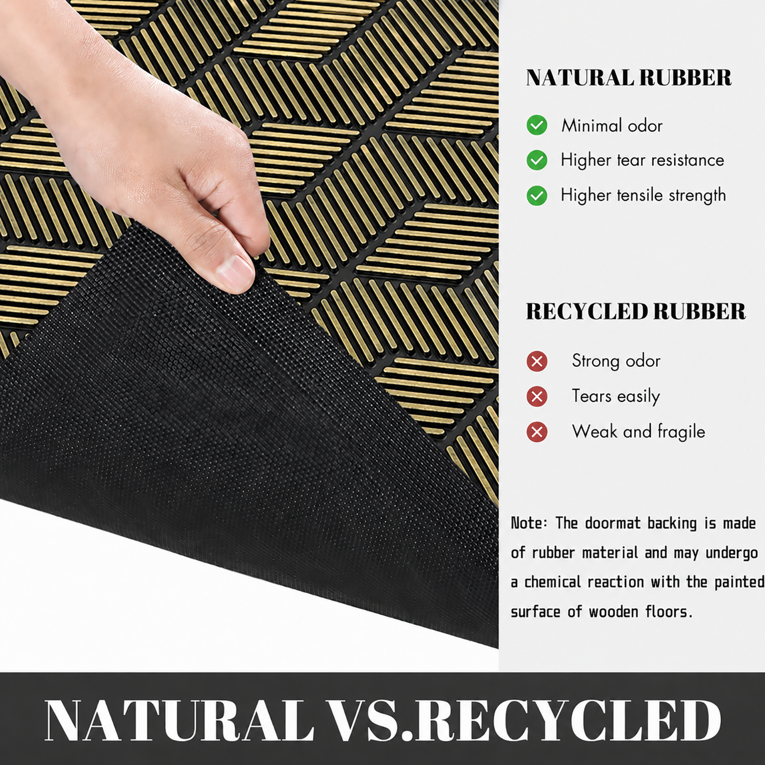 Rubber Door Mat Geometric Textured ( 45x75 cm Golden )