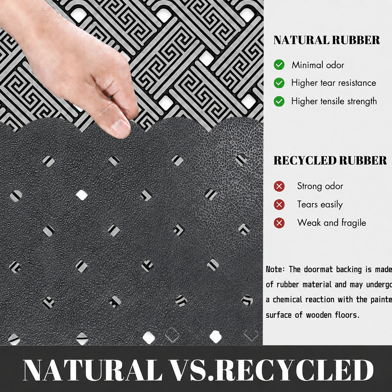 Rubber Door Mat Weave Textured ( 45x75 cm Silver )