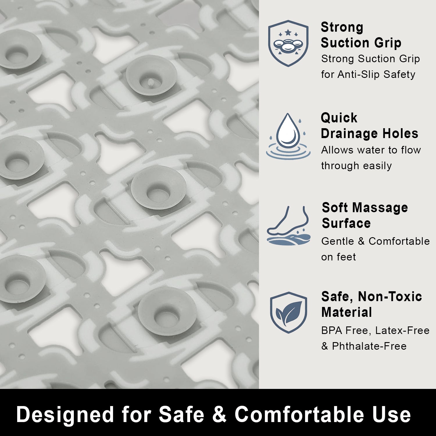 Rubber Shower Mat Ibija Pattern ( 40x70 Cm Silver )