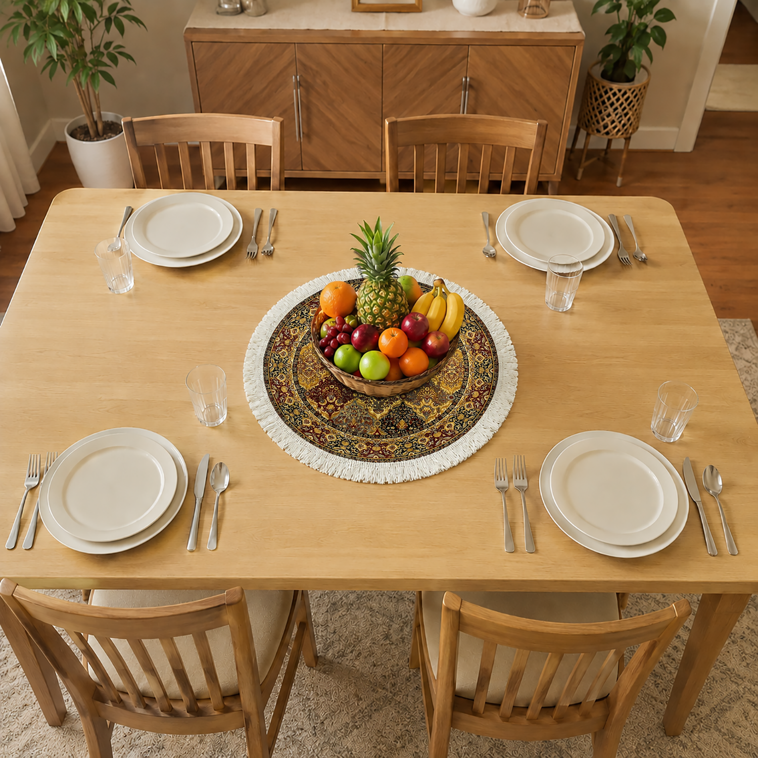 Sapphire Medallion Dining Table Mats ( 36x36cm, Multicolor, Set Of 2 )