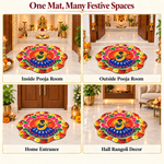 3D Rangoli Mats ( 58x58 cm, Blue )