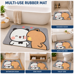 Rubber Bath Mat Anti Slip Quick Drying Soft Panda Bear Love ( Grey, 40x60 cm )