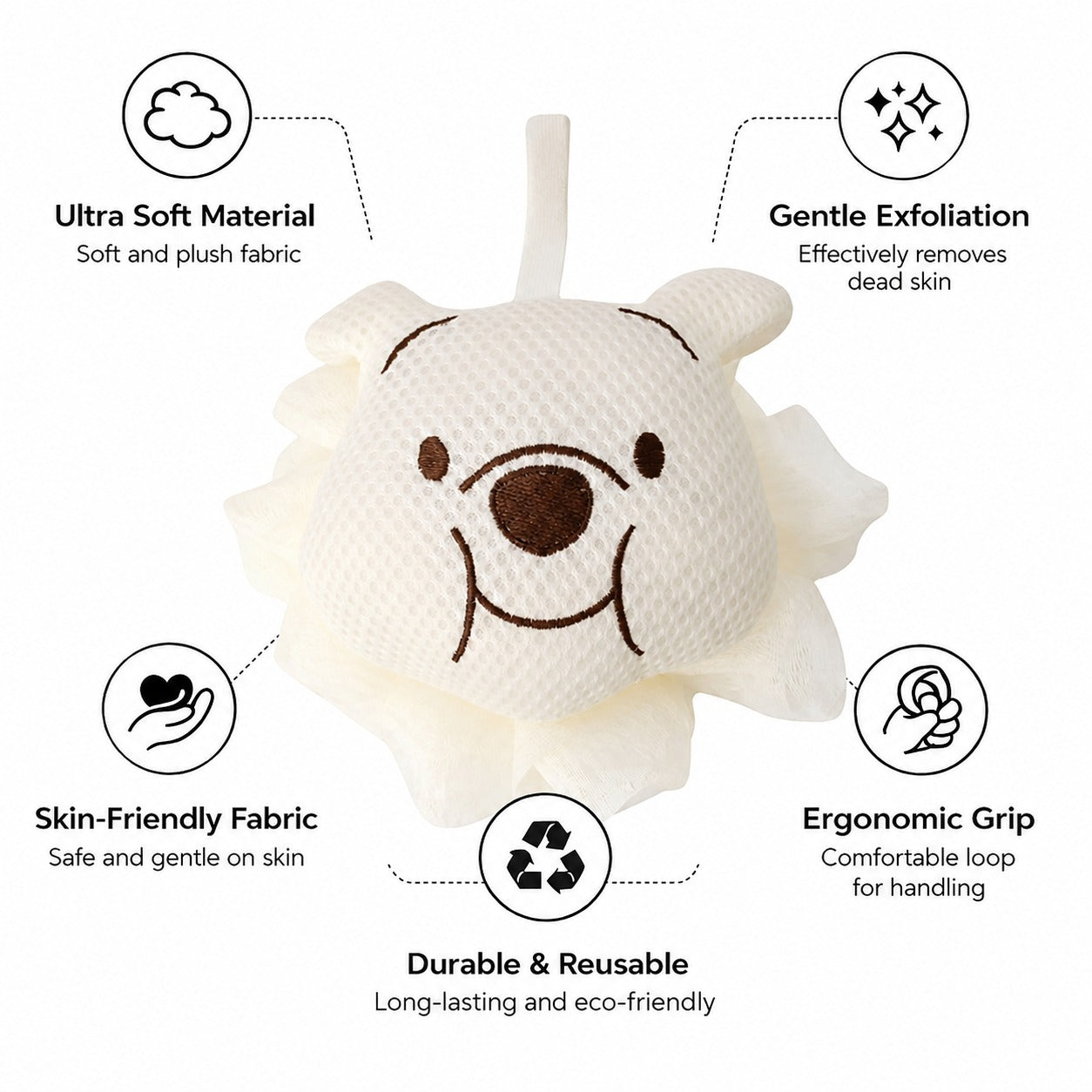 Bath Sponge For Kids And Adult (Cream 10x12cm )