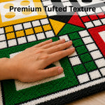 Wool Rug Ludo Board Game Pattern Unique Floor And Wall Mat  61x61 cm Multicolor