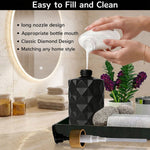 Faceted Pattern Glass Soap Dispenser For Bathroom And Kitchen Sink ( 17.5x7.5 cm Black )