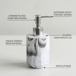 Marble Pattern Plastic Soap Dispenser For Bathroom And Kitchen Sink ( 17x8 cm White )