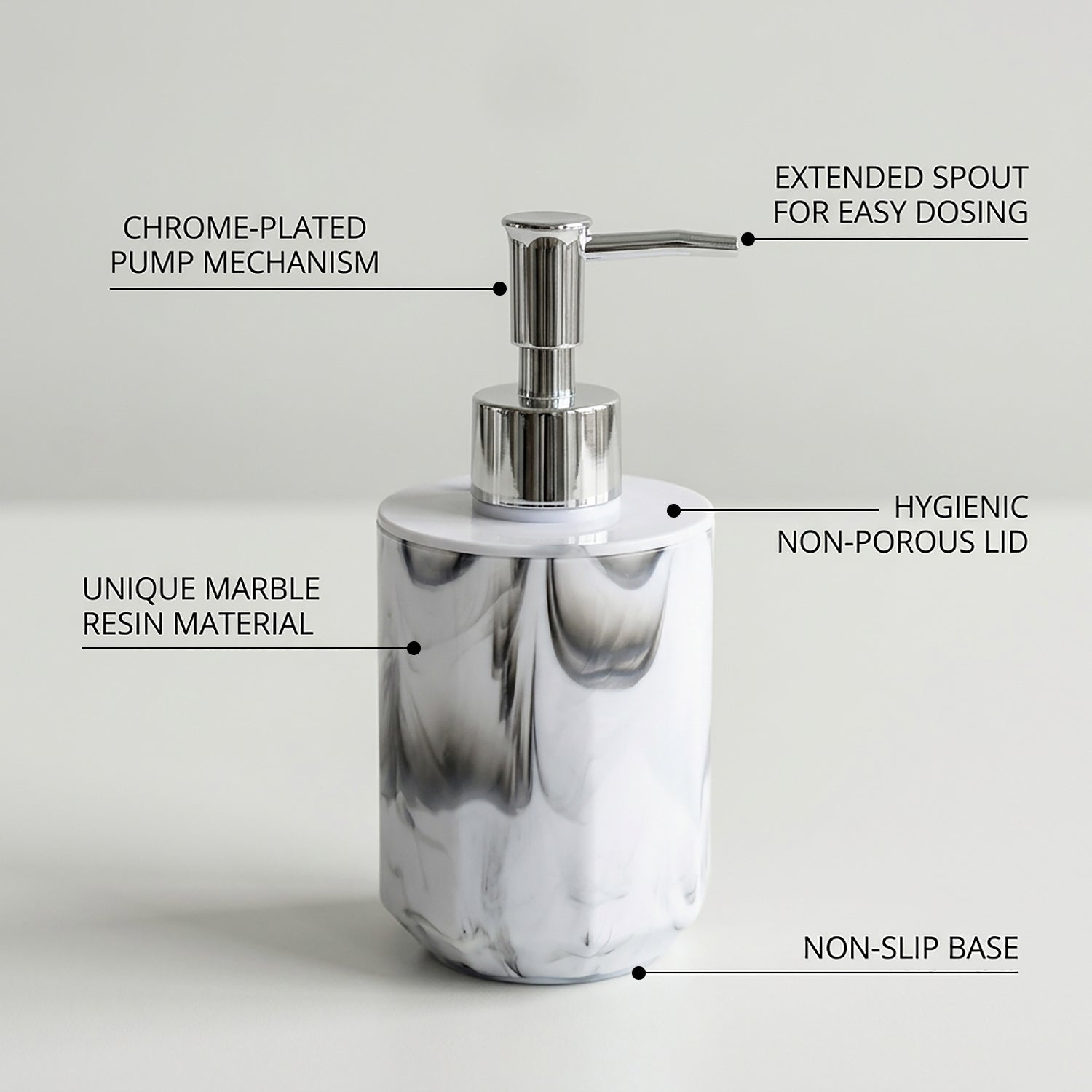 Marble Pattern Plastic Soap Dispenser For Bathroom And Kitchen Sink ( 17x8 cm White )