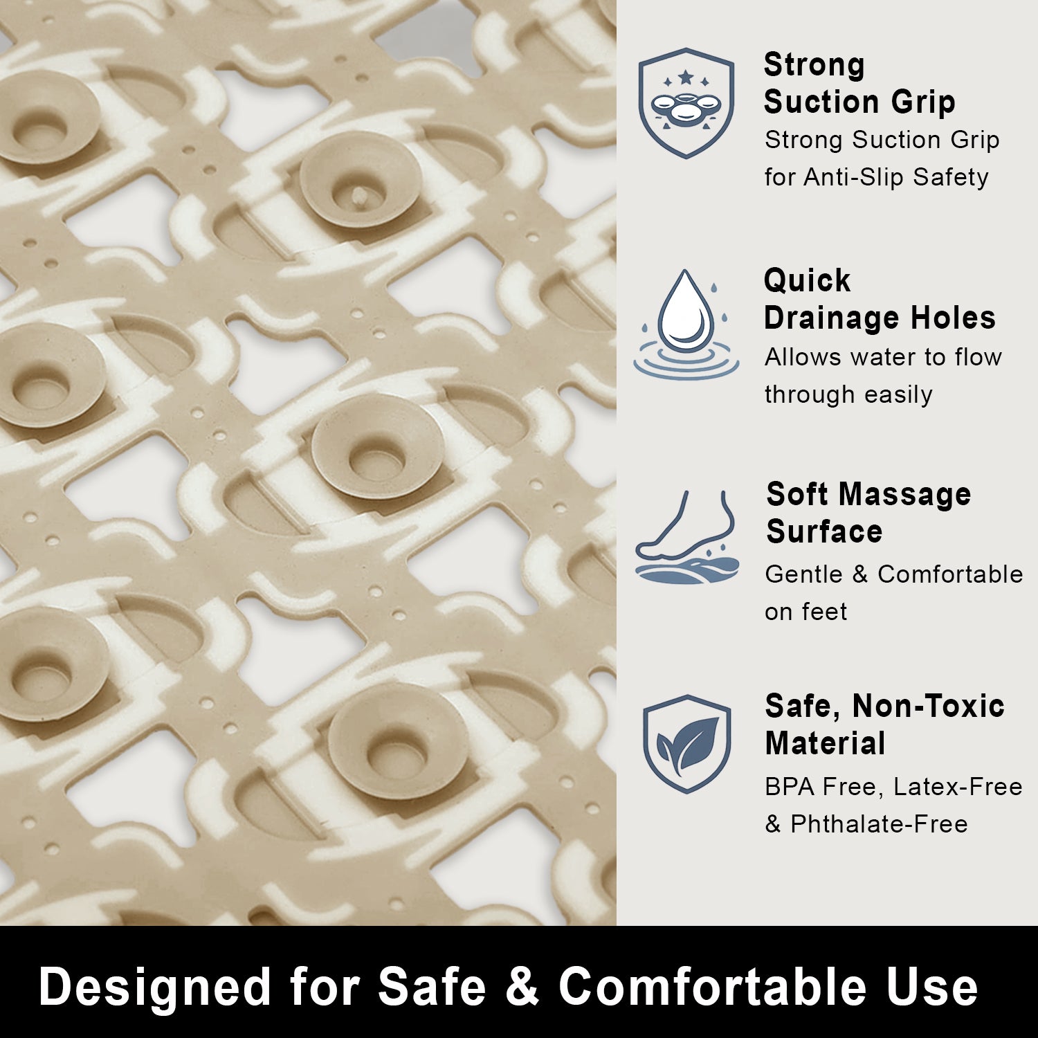 Rubber Shower Mat Ibija Pattern ( 40x70 Cm Beige )