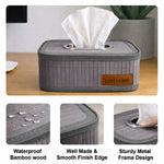Bamboo Napkin Box Tissue Holder ( Light Purple, 24x14x9 cm )