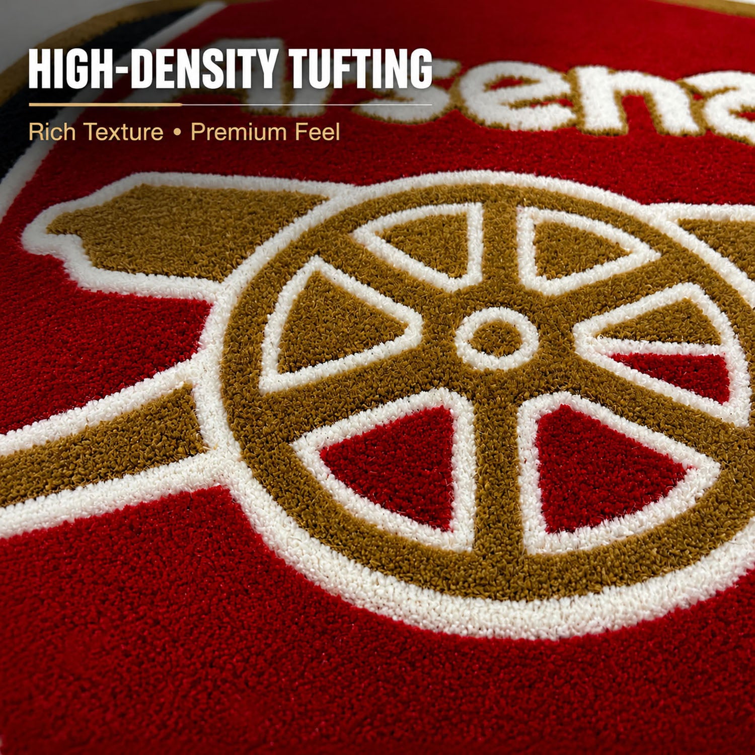 Arsenal Wool Tufted Floor Mat  (81x72 cm, Red Gold White Black )
