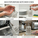 Kitchen Dispenser Print Glass Soap Dispenser For Bathroom And Kitchen Sink Leak ( 19.5x7.5 cm White )