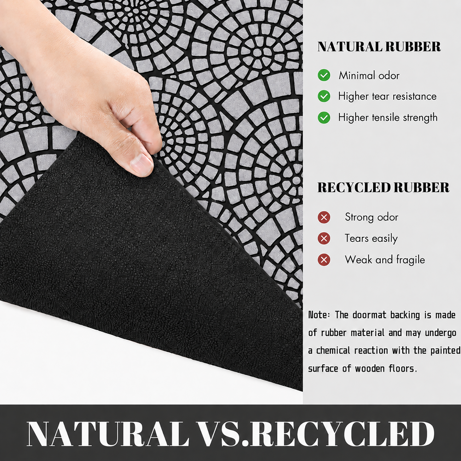 Rubber Door Mat Mosaic Textured ( 45x75 cm Silver )