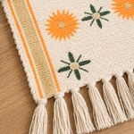Table Runner with Tassels - Cotton 13.5 x 51 Inch, Sunburst Flower