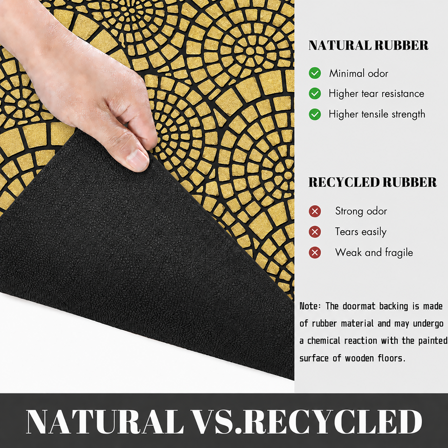Rubber Door Mat Mosaic Textured ( 45x75 cm Golden )