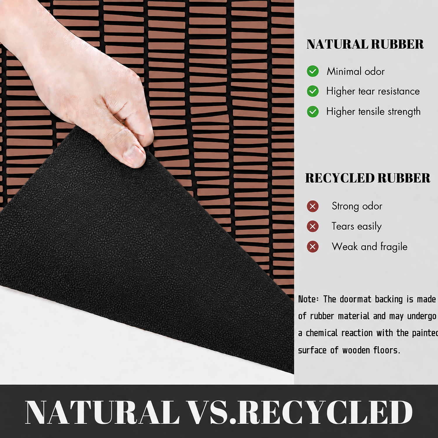Rubber Door Mat Linear Textured ( 45x75 cm Brown )