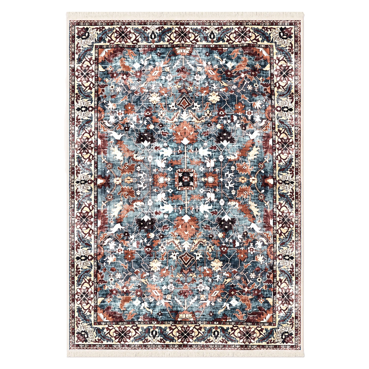 Riyasat Printed Carpet For Home And Office ( 3x5 ft, Blue Rust)