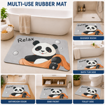 Rubber Bath Mat Anti Slip Quick Drying Soft Relaxing Panda ( Grey, 40x60 cm )