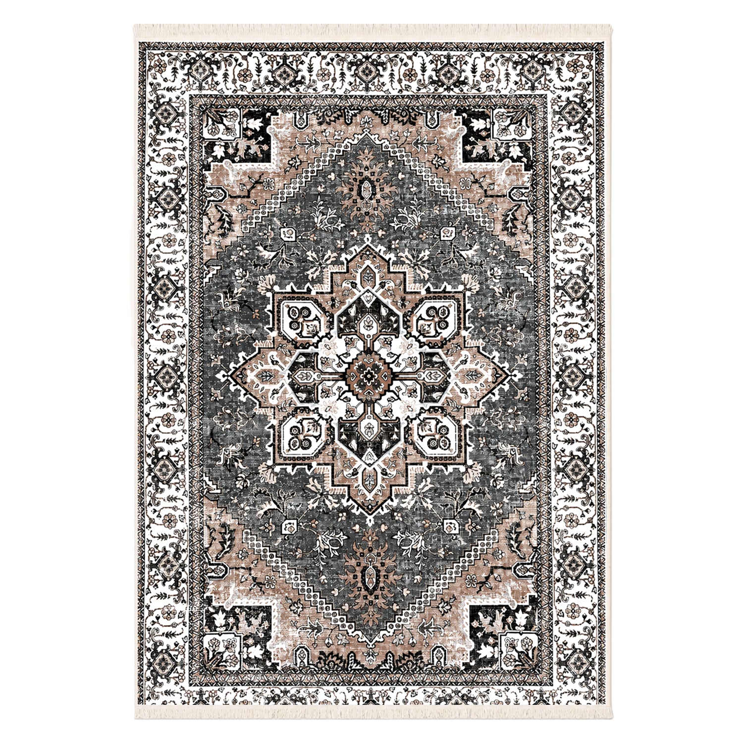 Riyasat Printed Carpet For Home And Office ( 3x5 ft, Vintage Grey )