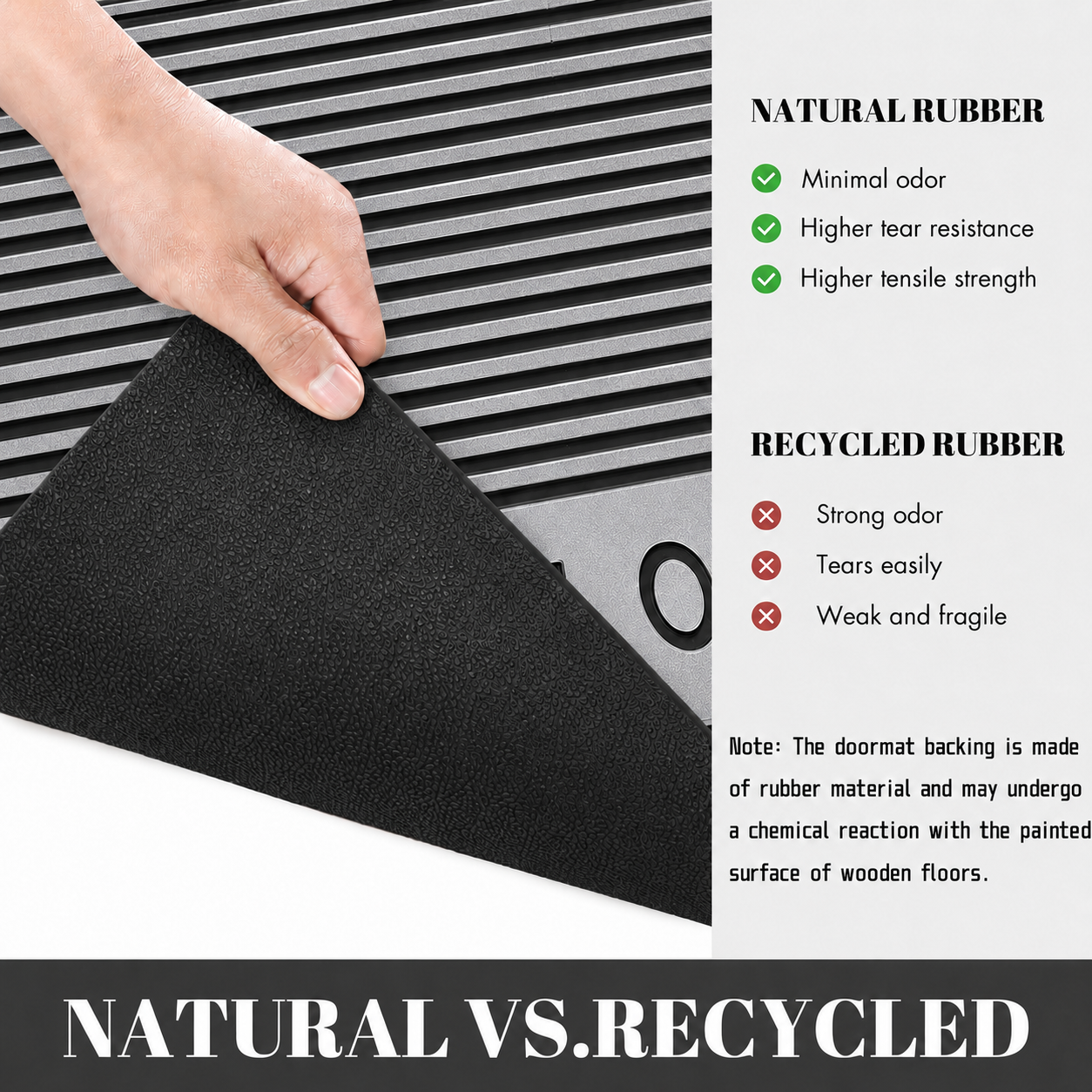 Rubber Door Mat Welcome Textured ( 45x75 cm Silver )