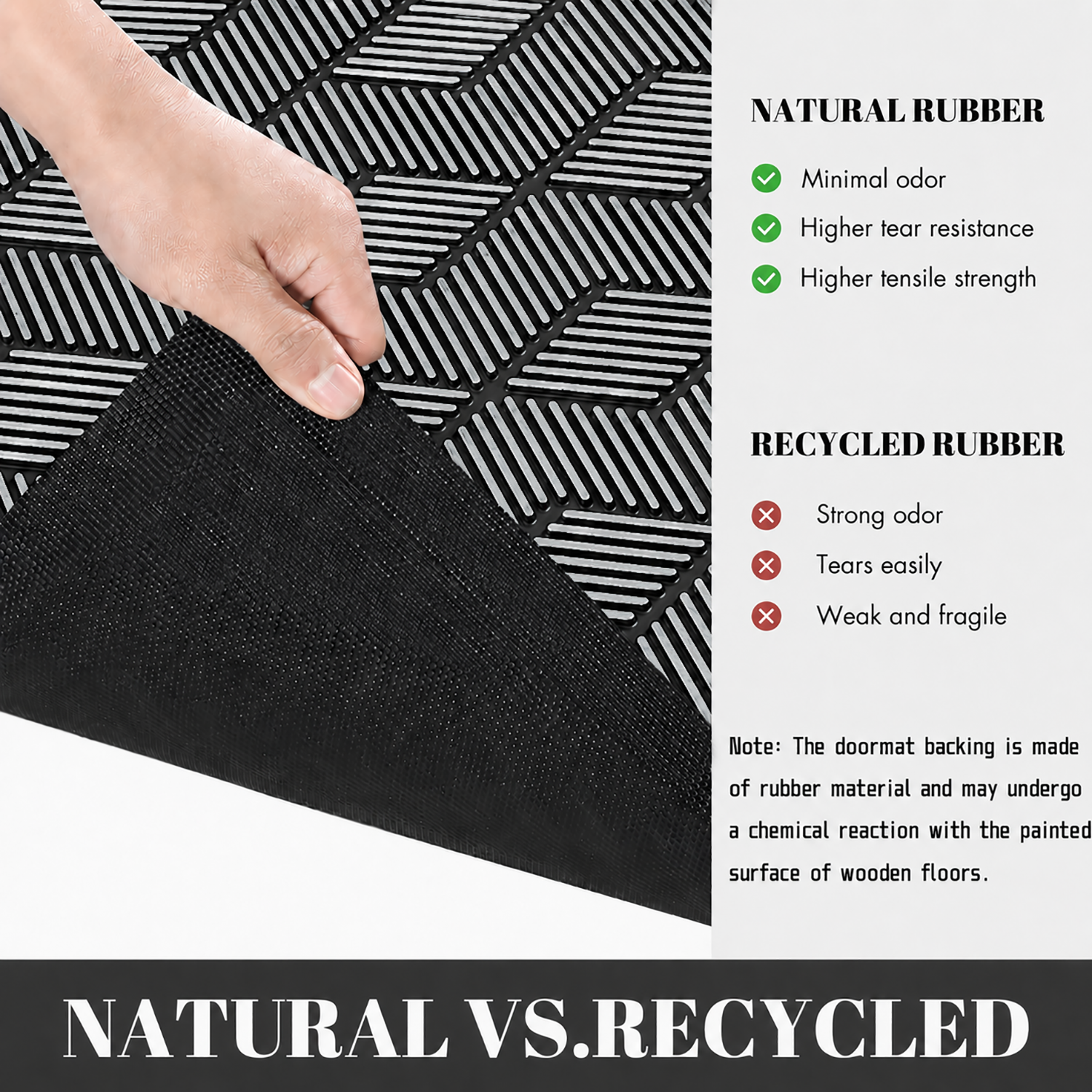 Rubber Door Mat Geometric Textured ( 45x75 cm Silver )