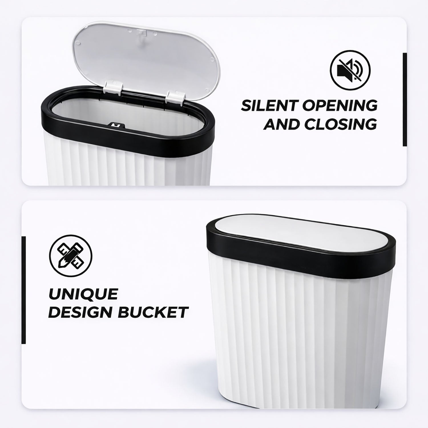 Portable Plastic Dustbin For Home And Kitchen (  27.5x14x29 cm, Grey )