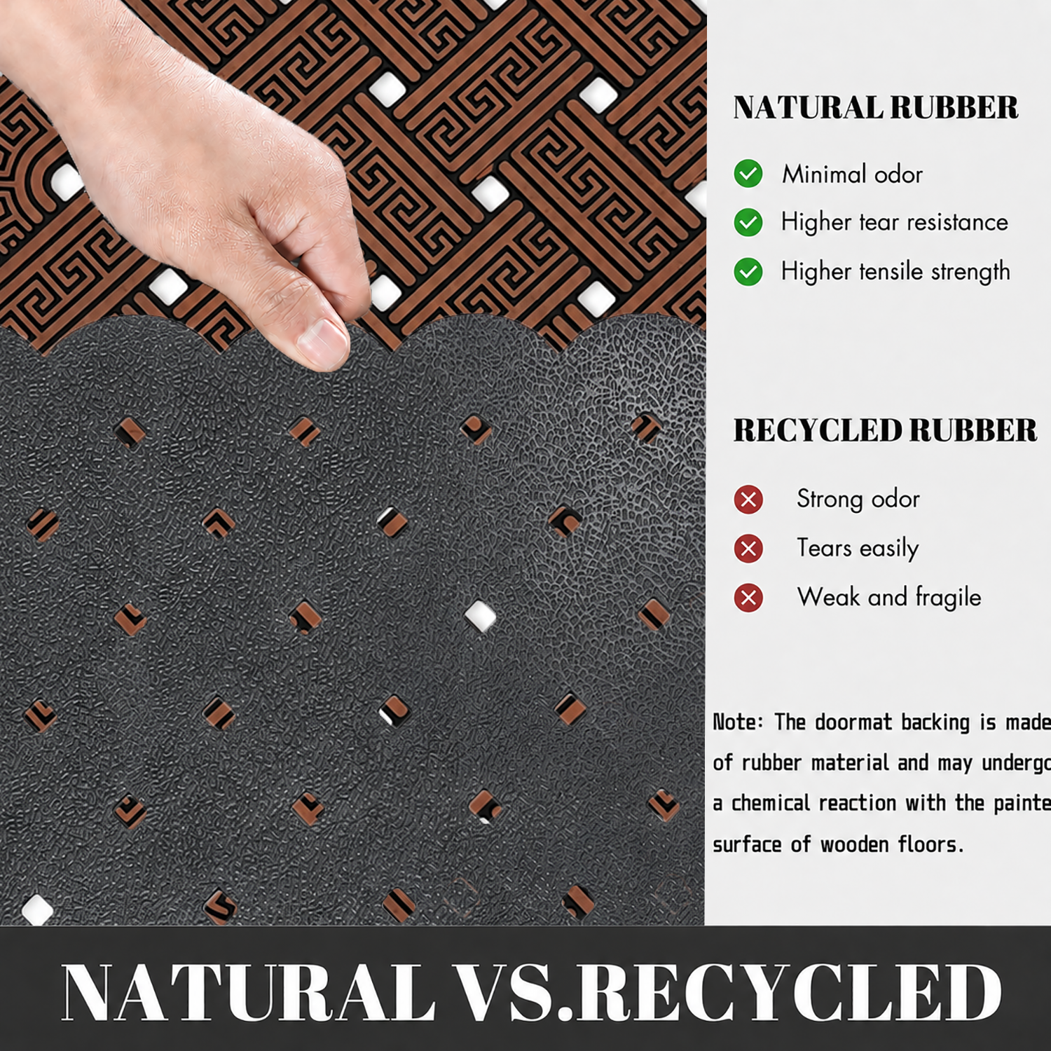 Rubber Door Mat Weave Textured ( 45x75 cm Brown )