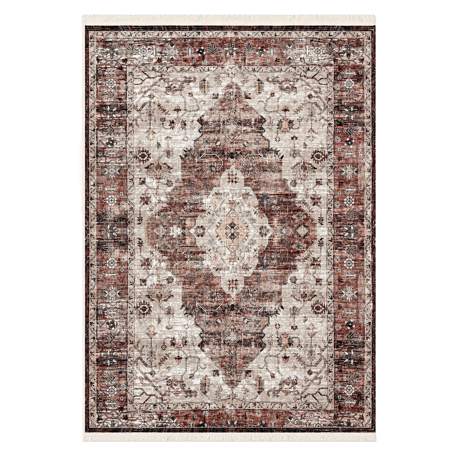 Riyasat Printed Carpet For Home And Office ( 3x5 ft, Dusty Rose )