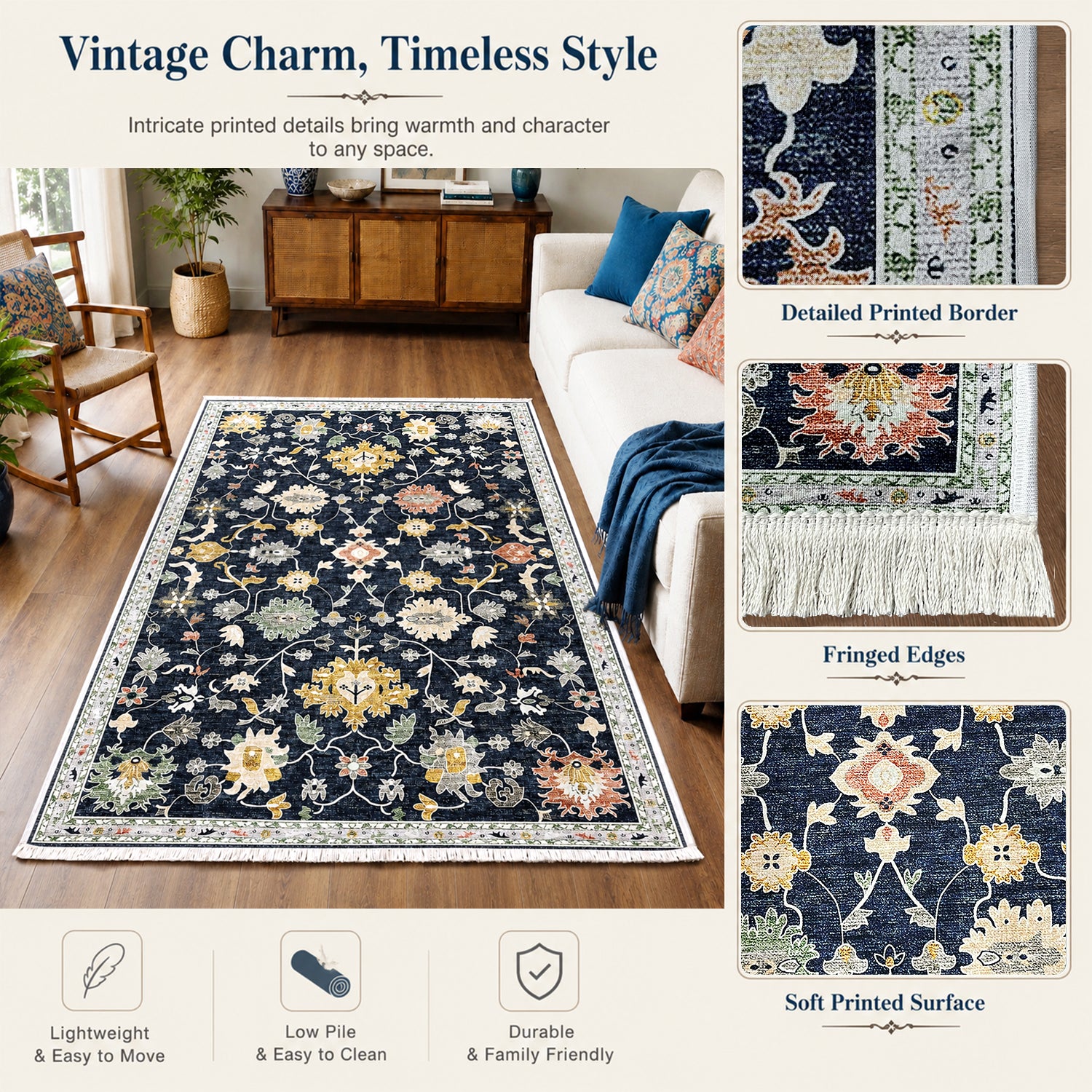Riyasat Printed Carpet For Home And Office ( 5x7 ft, Midnight Floor )