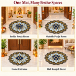 3D Rangoli Mats ( 57x57 cm, Blue )