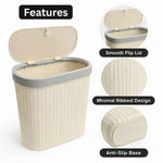 Portable Plastic Dustbin For Home And Kitchen (  27.5x14x29 cm, Cream )