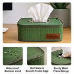 Bamboo Napkin Box Tissue Holder ( Green, 24x14x9 cm )