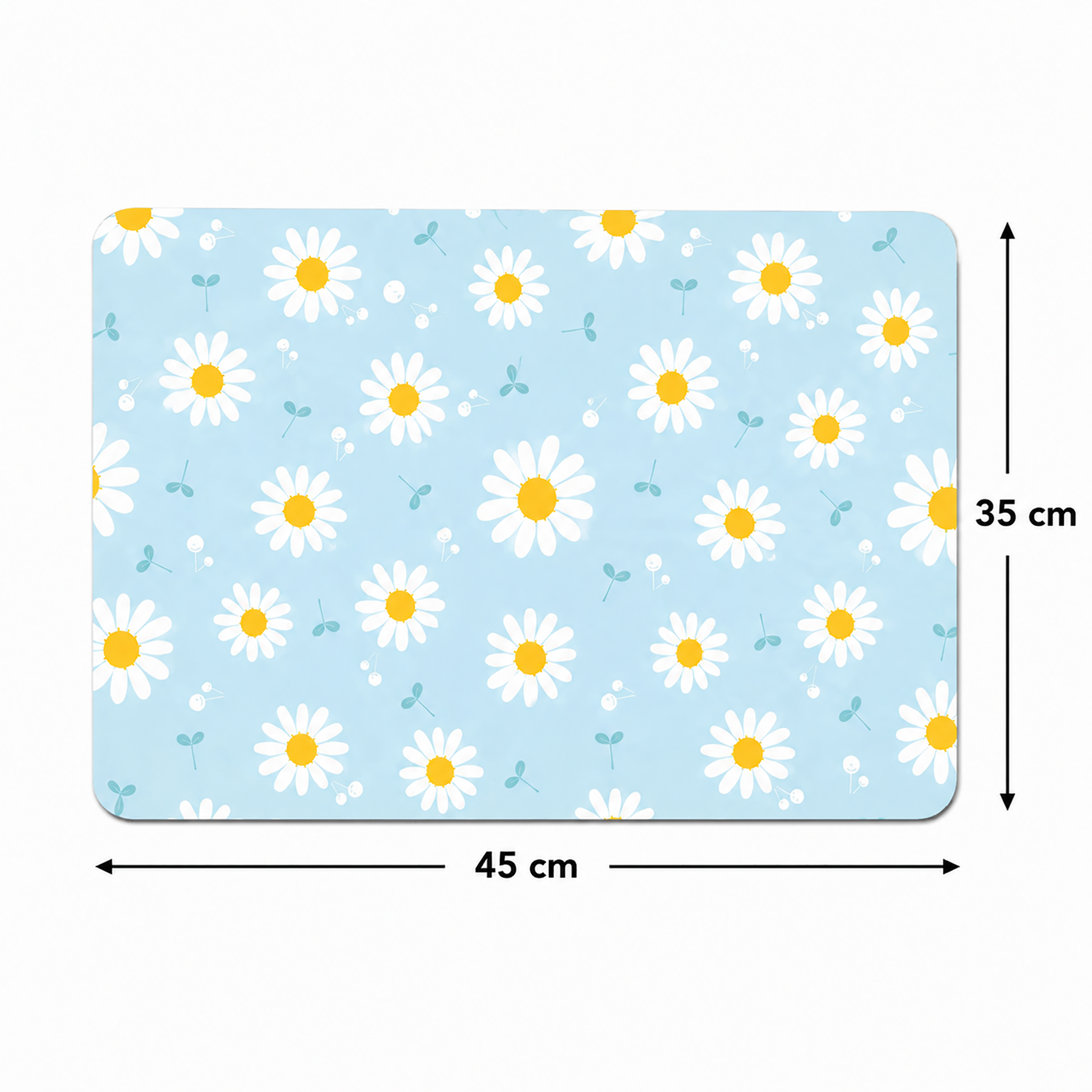 Kitchen Dish Drying Mat | Blue Daisy Floral Print | 35x55 cm