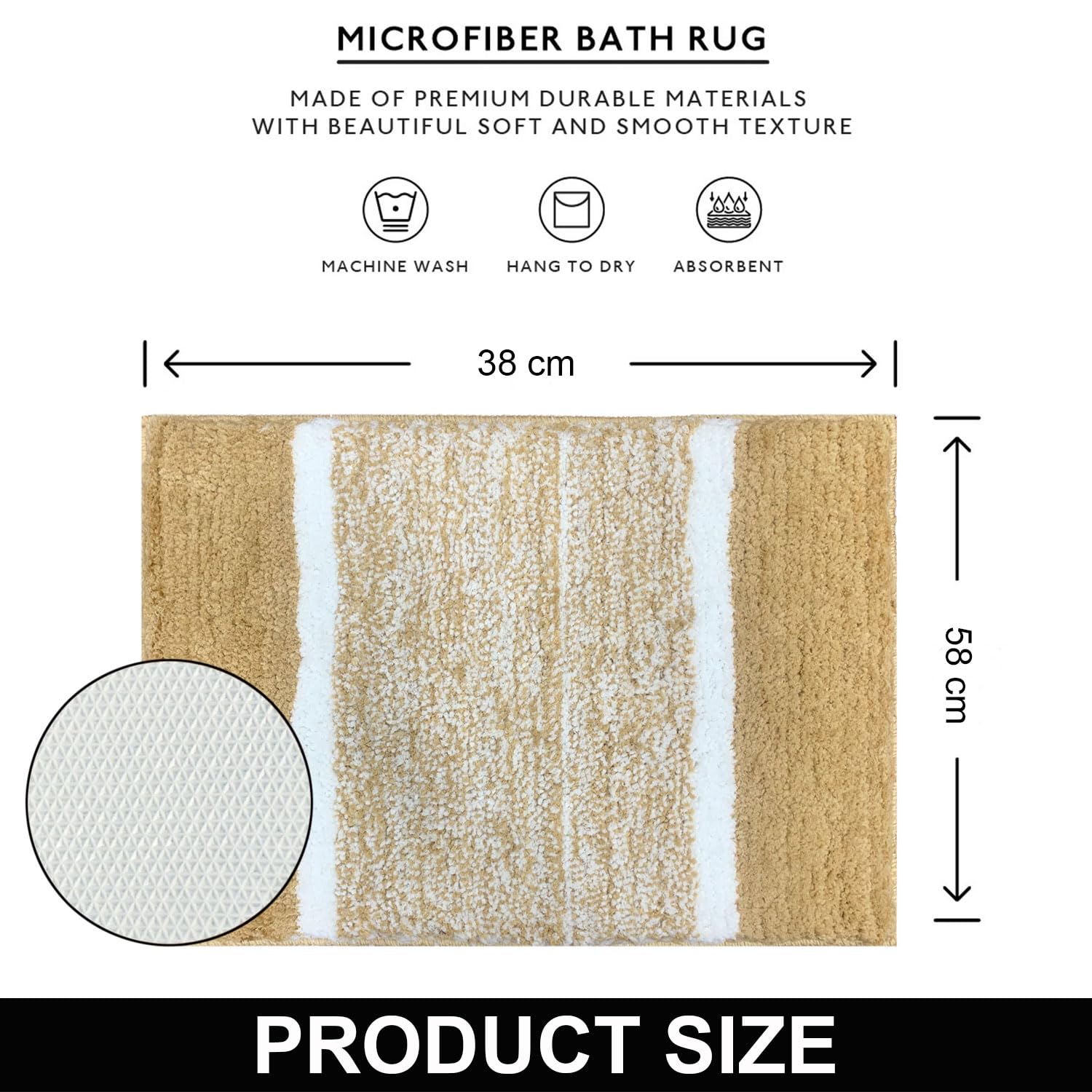 Columbia Bath Mat for Bathroom Pack of 2 (Gold, 38x58 cm)