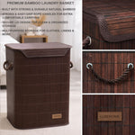 Rectangle Bamboo Laundry Basket for Clothes (Brown, 40x30x50 cm)