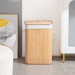 Stripe Bamboo Laundry Basket with Lid (Natural, 40x30x60 cm)