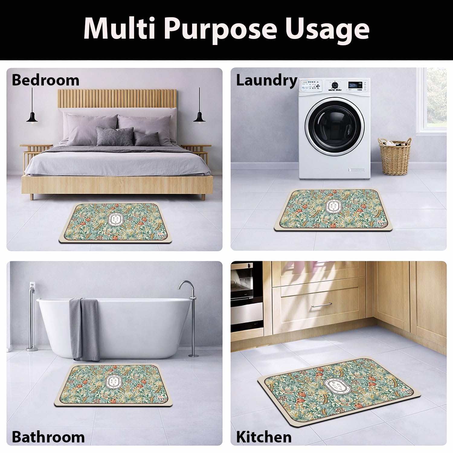 Kitchen Mat Combo  (116x36 & 58x36 cm,White)