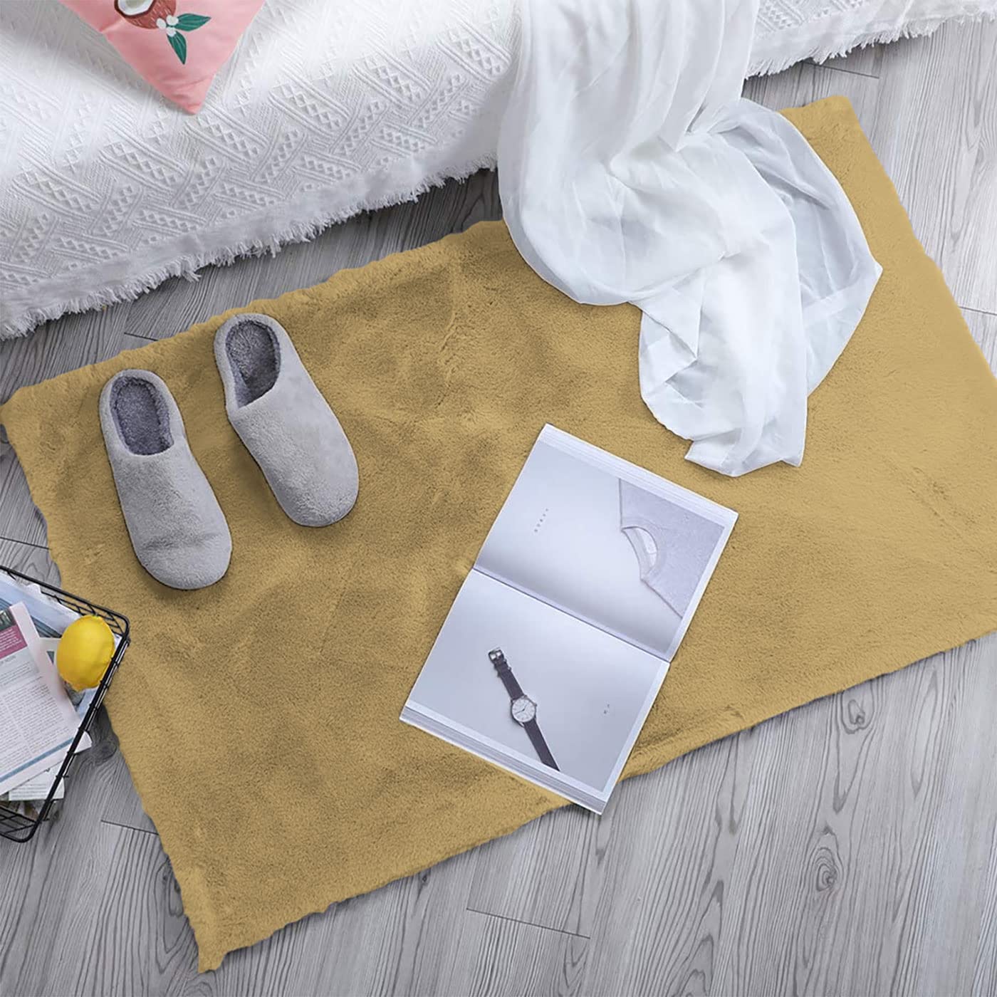 Rabbit Fur Soild Bath Mat (Anti-Gold, 45x75 cm)