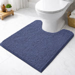Chenille Contour Bath Mat for Bathroom (Navy , 47x47cm)