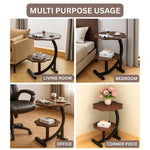 Multi-Purpose Side Table 2-Tier for Living Room, Bedroom & Office – Wooden Top End Table with Storage Shelf, Modern Corner Piece, Black Metal Frame (40x40x65 cm)