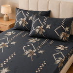 Double Bedsheet with 2 Pillow Covers 220 TC 100% Cotton Feel ( King Size Charcoal 90x100inch )