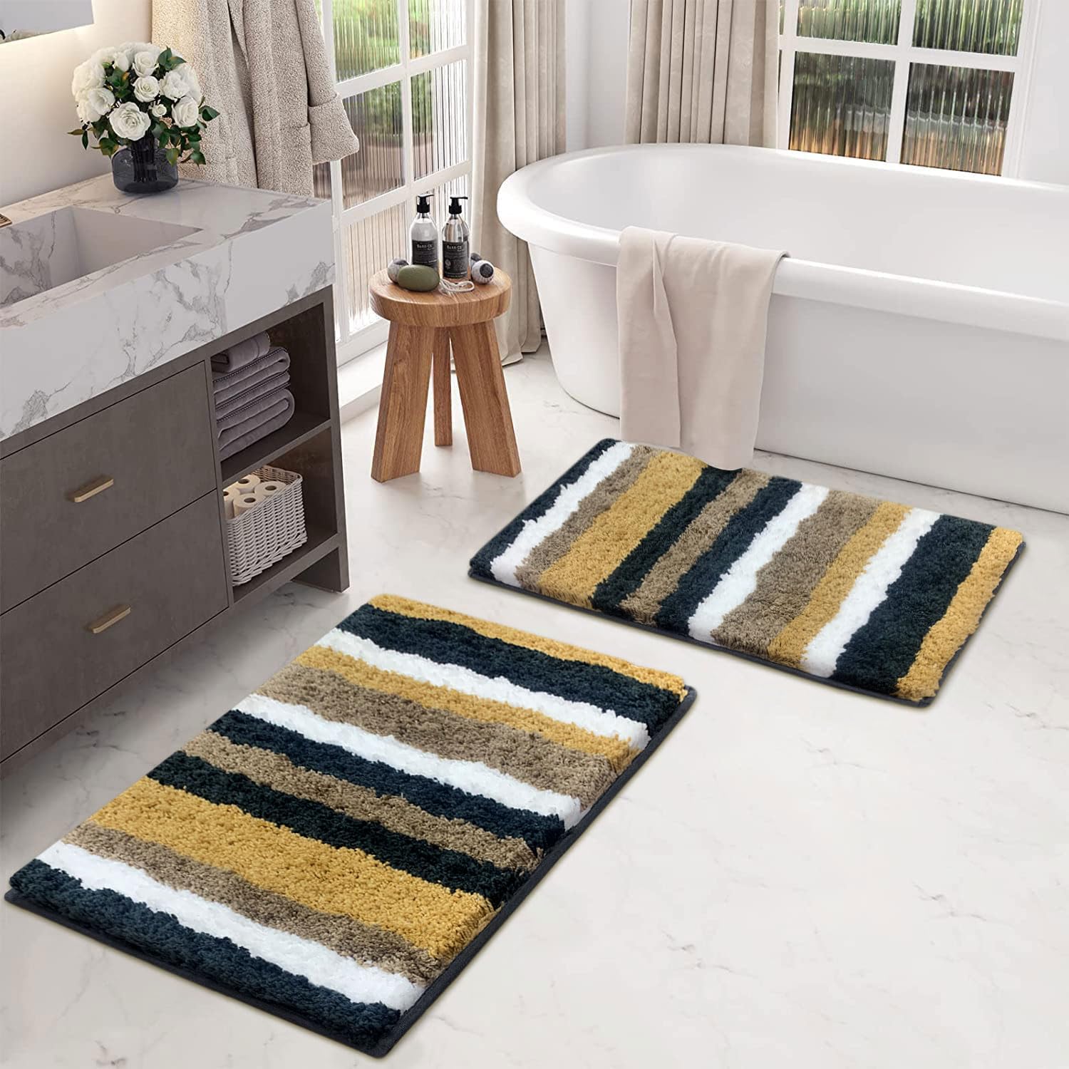 Italia Combo Door Mats for Home Pack of 2 (40x60 cm, Anthra)