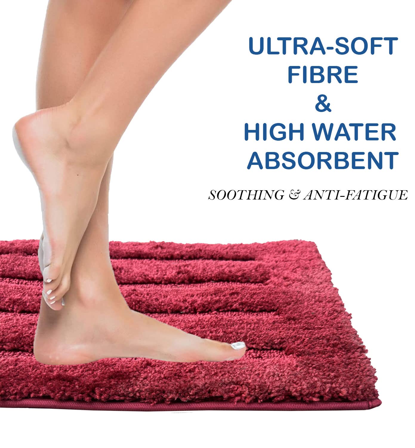 Bathmat 2500 GSM Microfiber Anti Skid (Maroon, 45cm x 75cm)
