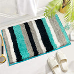 Italia Striped Bath Mat Super Soft (Aqua, 45x75 cm)