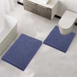 Microfibre Chenille Contour Bath Mat Set  Pack of 2 (Navy 40x60cm & 47x47cm)