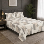 Double Bedsheet with 2 Pillow Covers King Size 220 TC 100% Cotton Feel  ( Beige 90x100 inch )