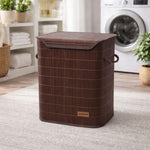 Rectangle Bamboo Laundry Basket for Clothes (Brown, 40x30x50 cm)
