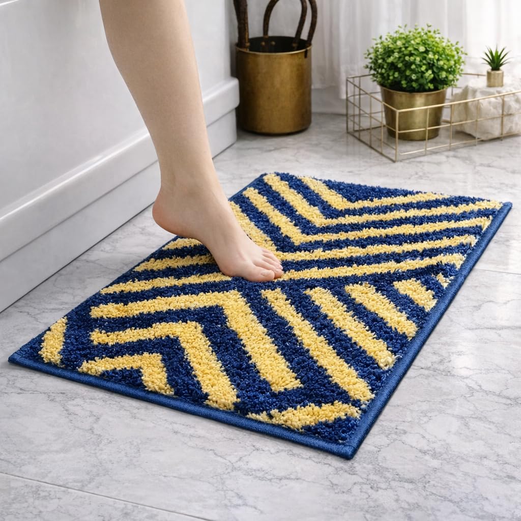 Kyoto Maze Bath Mat Bathroom (40x60 cm, Navy)