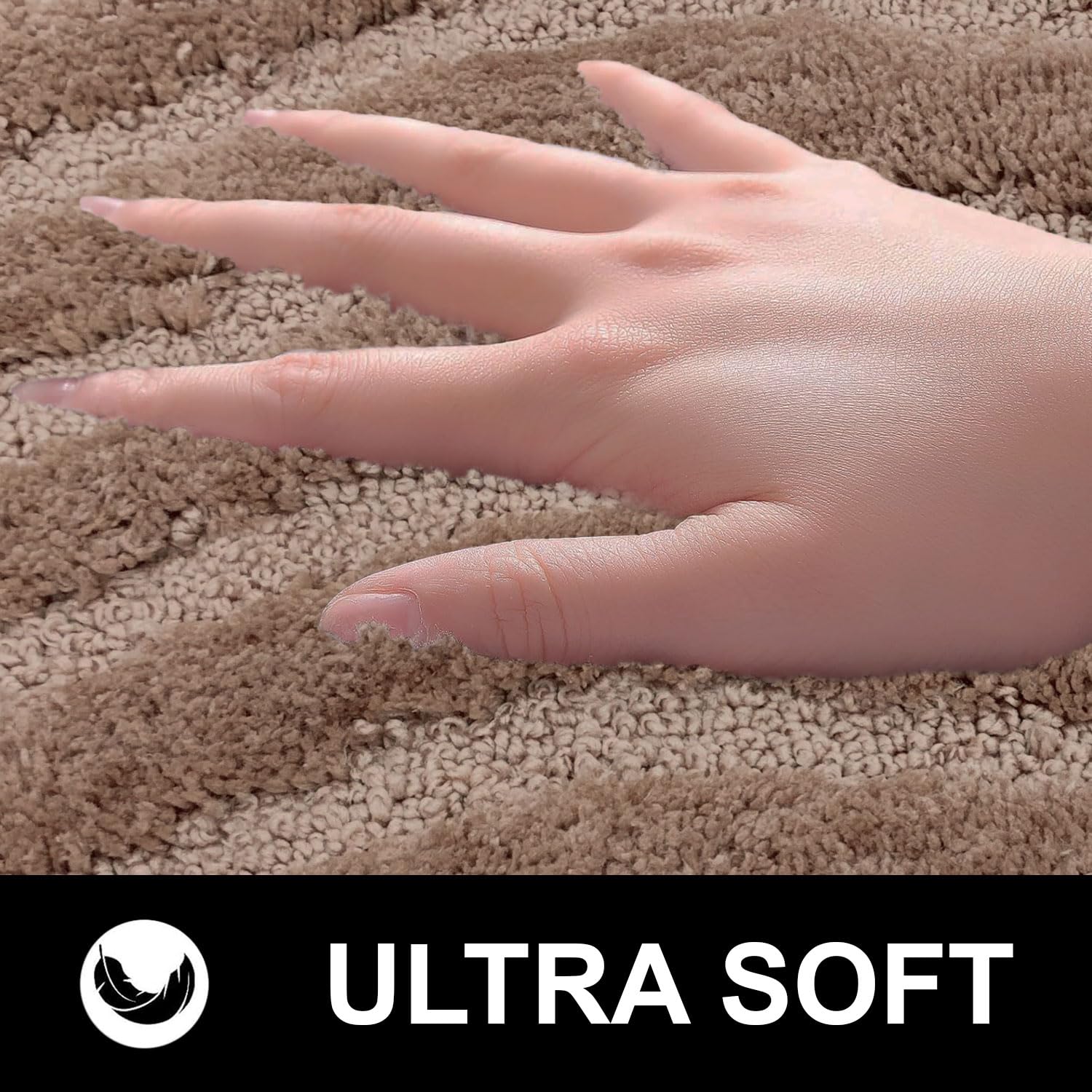Bath Mat Classic Waves Microfiber 2200 GSM (40x60 cm, Coffee)
