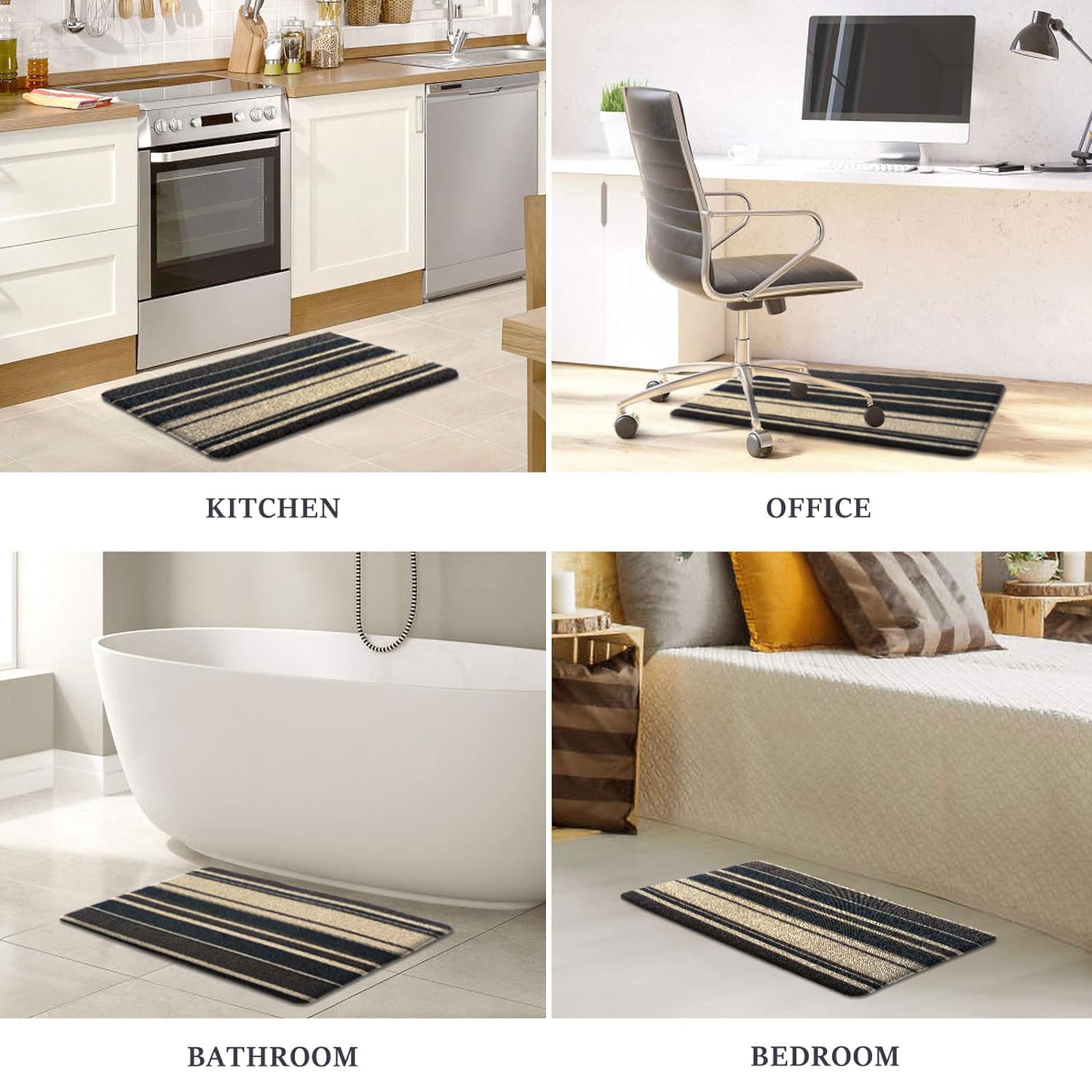 Cuba PVC Door Mats Anti Fatigue - Stripe Black (40x60 cm)